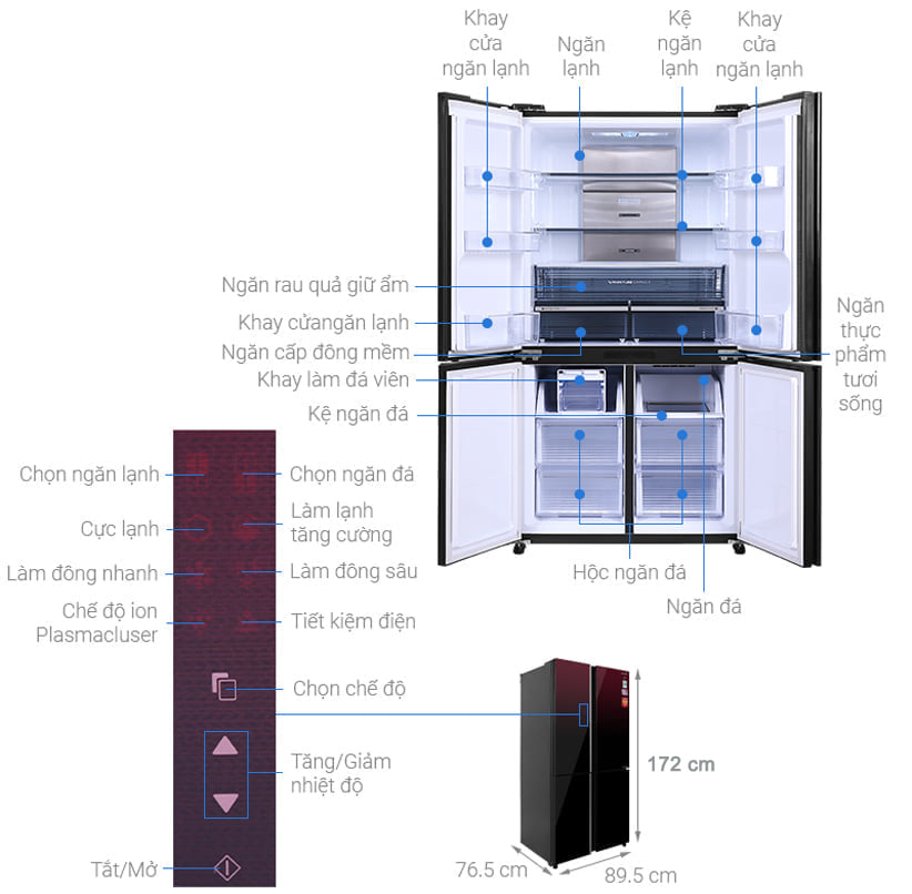 Tủ lạnh Sharp SJ-FXP600VG-MR 525 lít Inverter giá tốt