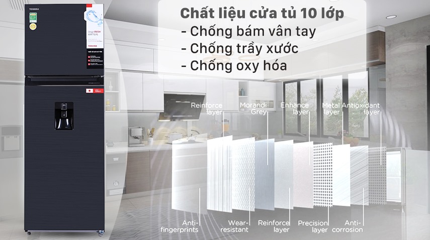 Tủ lạnh Toshiba RT395WE, RT435WE, RT535WE ngăn đá trên, bảo hành 24 tháng