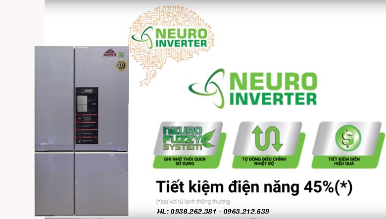Tủ lạnh Mitsubishi 4 cánh - Tiết kiệm điện năng hiệu quả nhờ công nghệ Neuro Inverter
